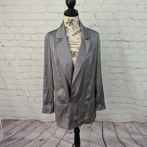 PRINGLE Chrome Gray Satin Blazer Jacket sz 6